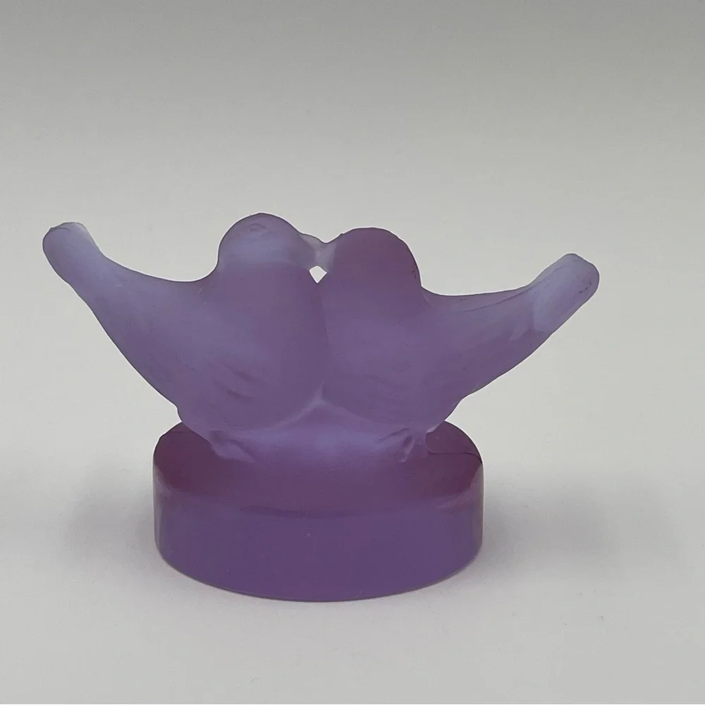 Vintage Murano Lovebirds 70s Frosted Glass Cesare Toso Purple Lavender